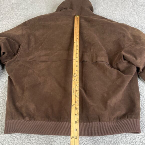Bogner Bomber Jacket Mens 36 Brown Faux Suede Vegan Quilted Lined Full Zip Snap - Picture 14 of 16
